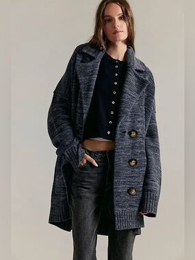 1252. FREE PEOPLE Park Slope Sweater Jacket  in Castle Rock Combo Sz S NWT $298